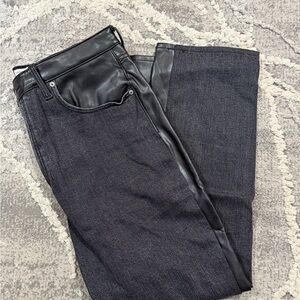 Abercrombie & Fitch Ankle Straight Ultra High Rise Denim/ Leather Pants